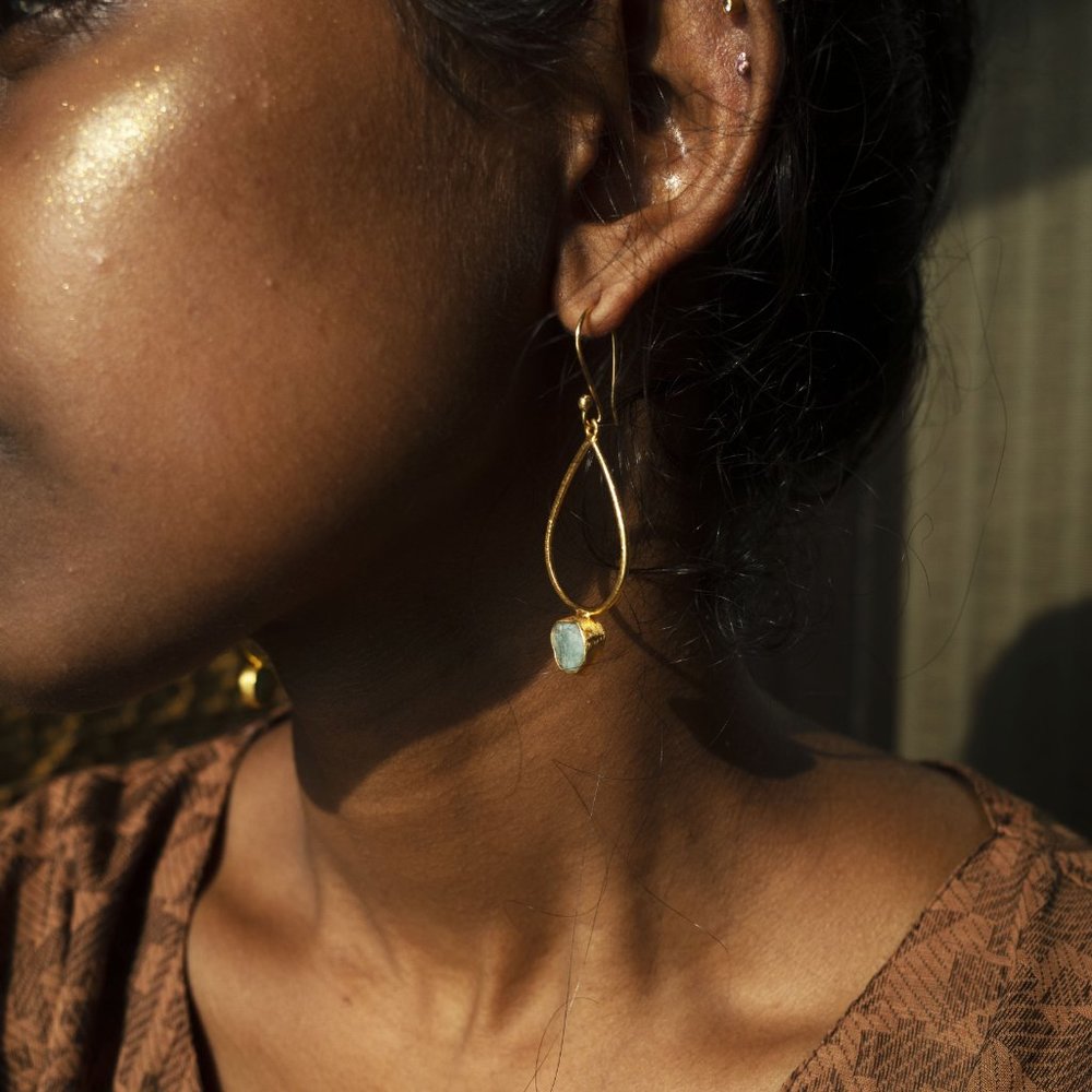 Teardrop Raw Stone Earrings